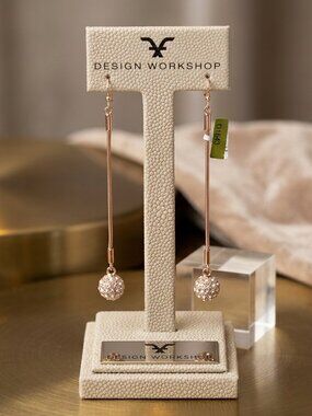 2 for $18 Fragments Long Rhinestone Ball snake chain Dangle Earrings